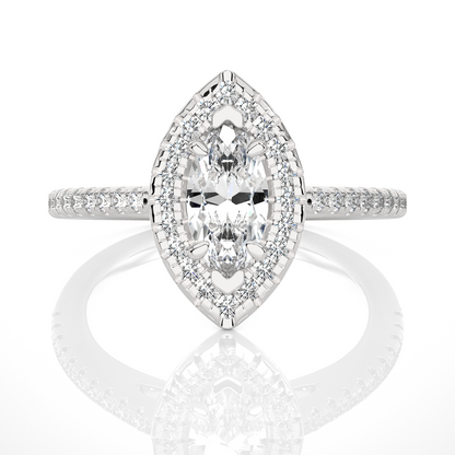 marquise and round cuts lab grown diamond ring, a new blend for special occasions
