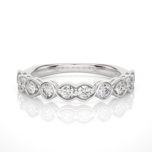 Dainty 10KT Solid Gold Bezel Set Round Shape Diamond Eternity Band Perfect for Daily Wear