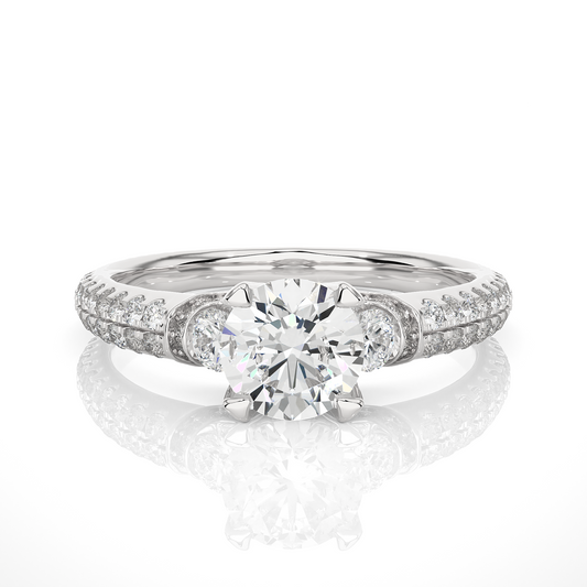 1.44 Carat Round Diamond Lab Grown Diamond Ring with Three Stones Diamond  Ring To Her birthday