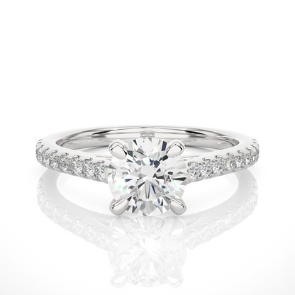 1.36 CT Round Cut Lab Grown Diamond Hidden Halo Set Wedding Ring For Anniversary