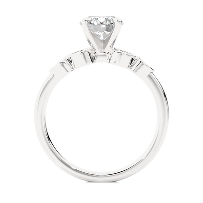 1.21 Carat Handcrafted Round Cut Lab Grown Diamond Ring With 14k solid gold Accent Ring for her