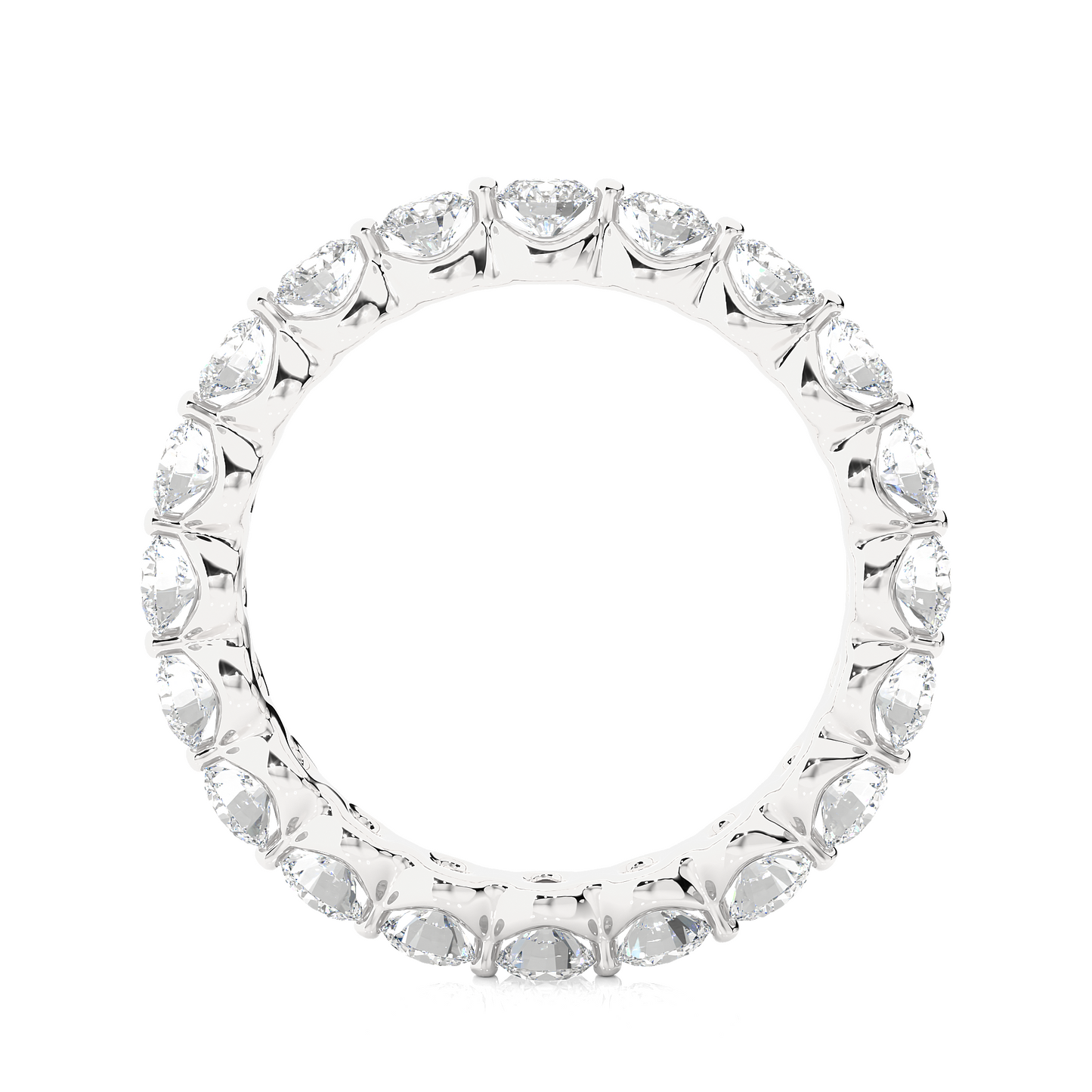 2.03 CT Channel Set Round Cut Lab Grown & Natural Diamond  Colorless Engagement Ring, With 14K Solid White Gold