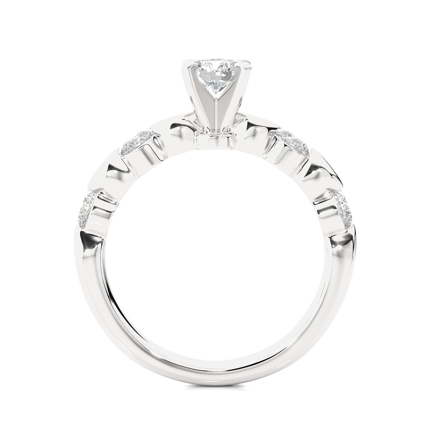 14k Solid Rose Gold 5 Round Cut Lab Grown Diamond Ring For Wedding Luxury Jewelry For Her