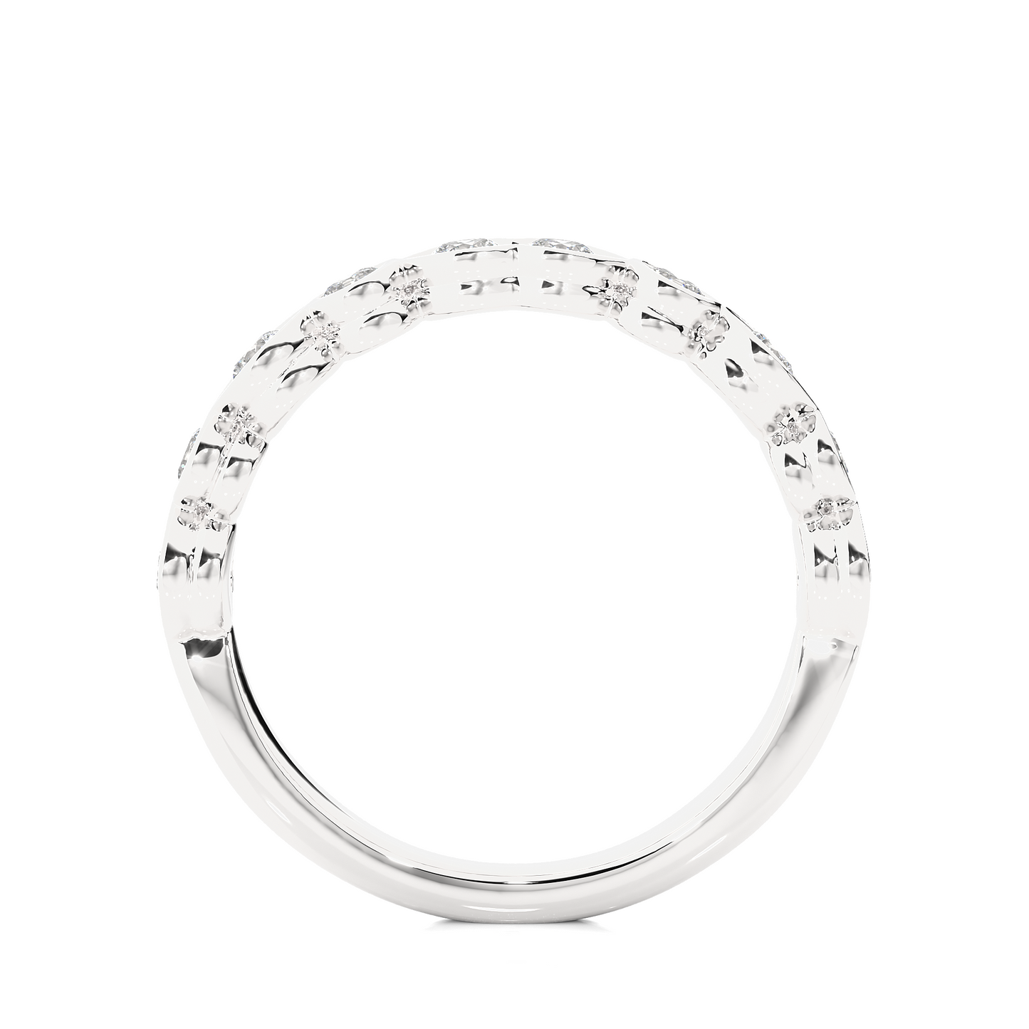 Dainty 10KT Solid Gold Bezel Set Round Shape Diamond Eternity Band Perfect for Daily Wear