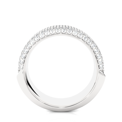 14K Gold Round Cut Diamond 5-Row Pave Gold Eternity Band Ring For Women's