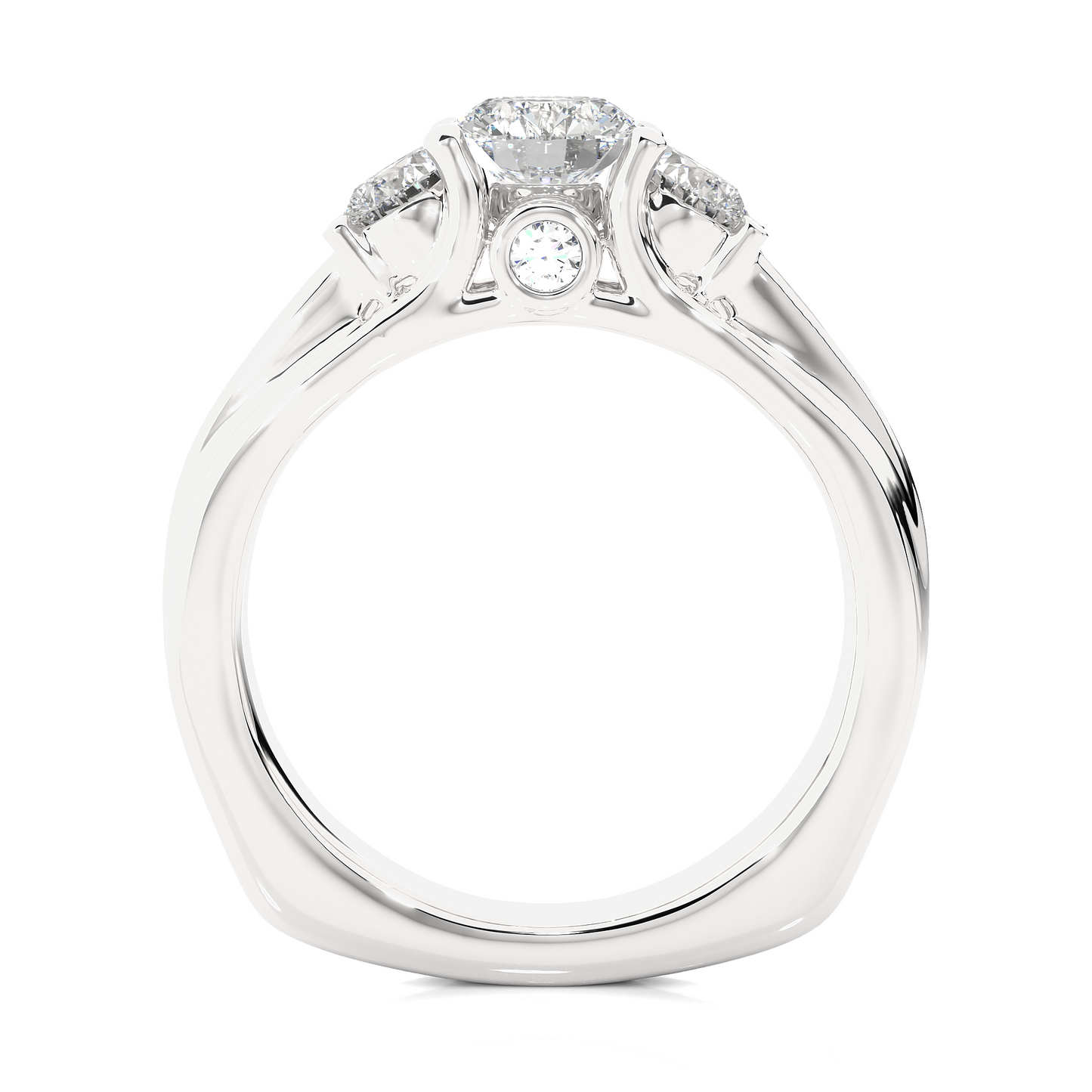 1.70 CT Three Stone And Pave and Side Stones  Wedding Lab Grown Diamond Ring , Accented Best Gift  For Her