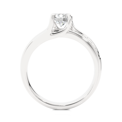 10k Solid White Gold Round Cut Diamond Solitaire with Accent classic modern Diamond Ring For her