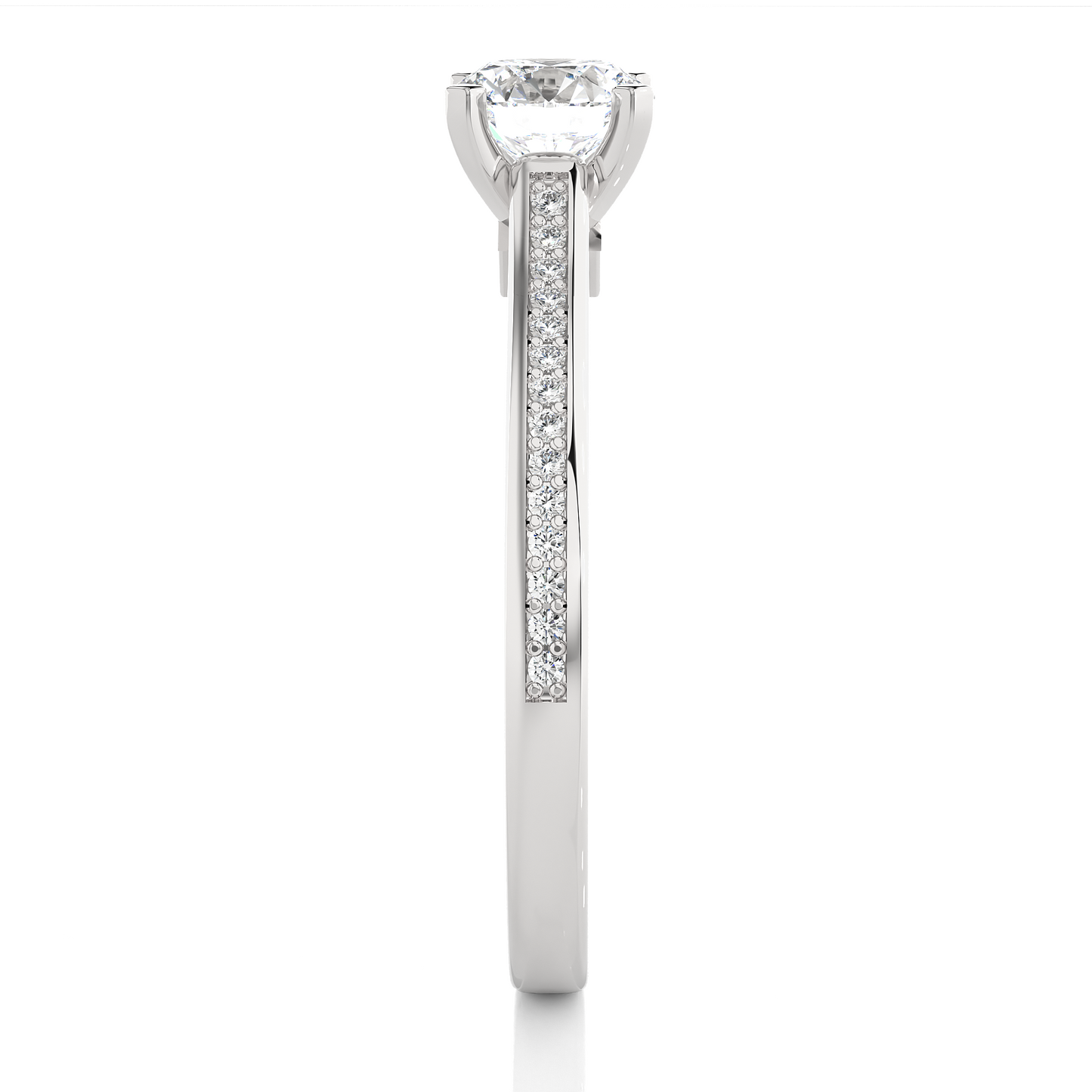 18k Round Cut  Lab Grown Diamond And Side stones  With Accent Ring  for bridal  Gift