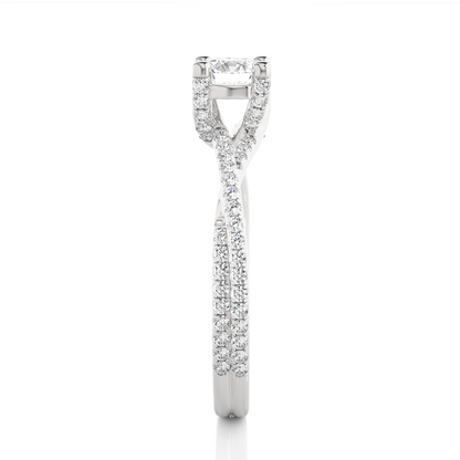 Round Shape Lab Grown Diamond Colorless 14K Solid Gold Ring Gift For Her Birthday