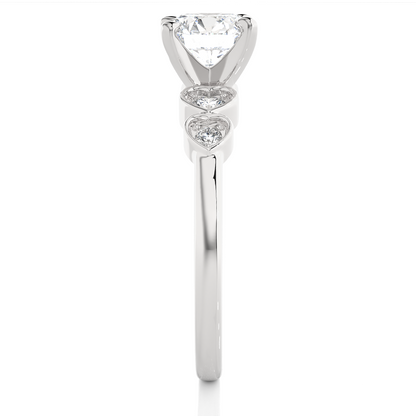 1.21 Carat Handcrafted Round Cut Lab Grown Diamond Ring With 14k solid gold Accent Ring for her