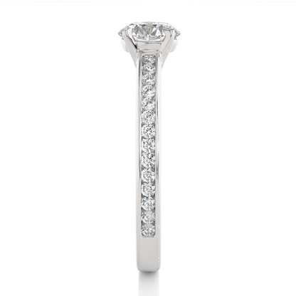 1.19 CT Cushion And Round Diamond Lab grown Diamond  With Accent  Stone Classic Diamond Ring for women