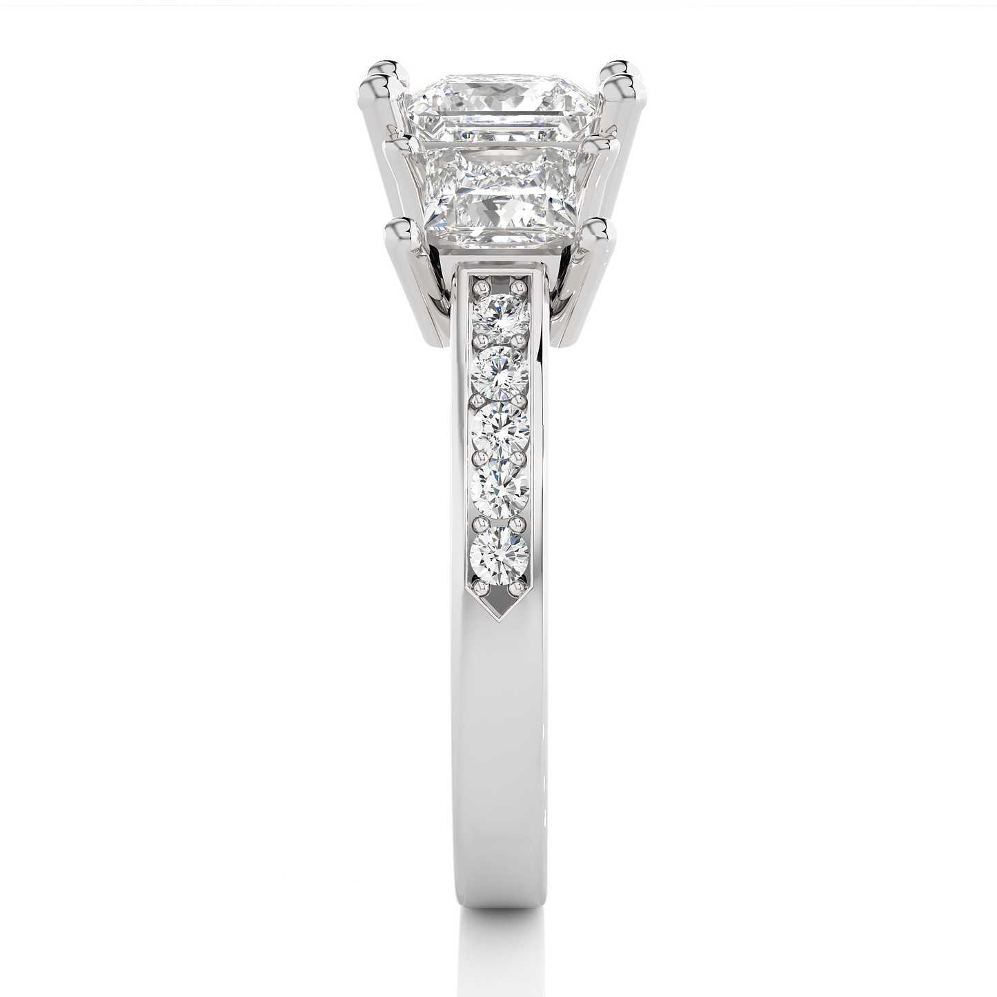 14K Solid Gold princess cut 2.20 Ct  Lab grown three stone Ring For Her