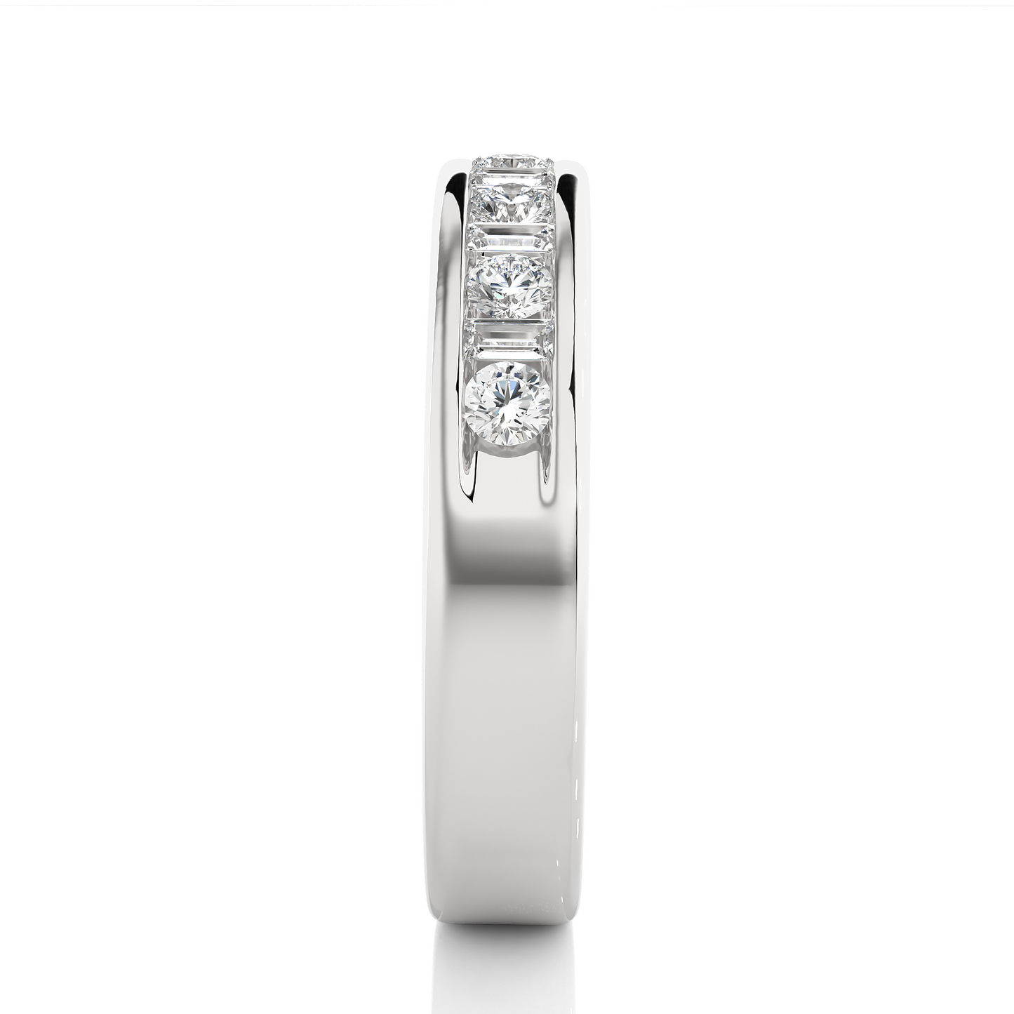 Handcrafted Eternity Band With Baguette And Round Labgrown Diamonds For Special Occasions