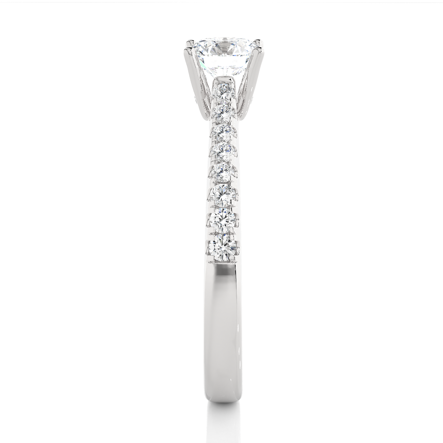 Round Cut Lab grown Diamond,14k solid rose gold   Engagement Accented  Ring For Special