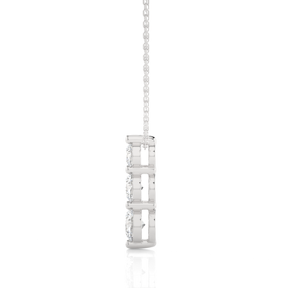 Unique Bezel Set Diamond Pendant Three Stone Round Lab Grown Necklace In 18K Solid Gold