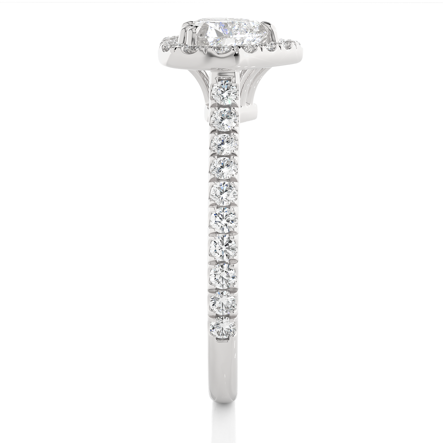 1.33 Carat Heart Cut Lab Grown Diamond 14K Solid Rose Gold and Pave and Side Stones, Custom Jewelry Gift