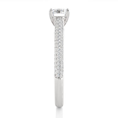 5.70 Ct Round Shaped Lab Grown  Diamond 18k Solid Gold With Side Stone Stunning Engagement Ring For Her