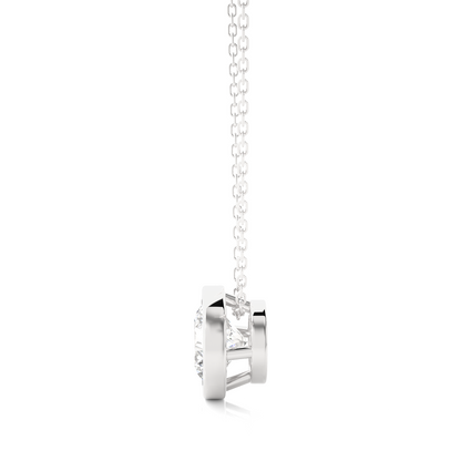 1.08 CT Labgrown Diamond Solitaire Pendant Round Bezel-Set Necklace for Women's