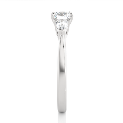 18K Solid Gold Pear cut Lab Grown diamond Three Stone Diamond Ring Gift For Anniversary