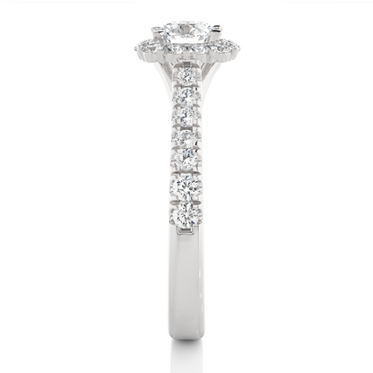 14K Solid Gold Lab Grown Diamond Wedding Ring, Accented Round Cut Diamond  For Engagement Ring For Her