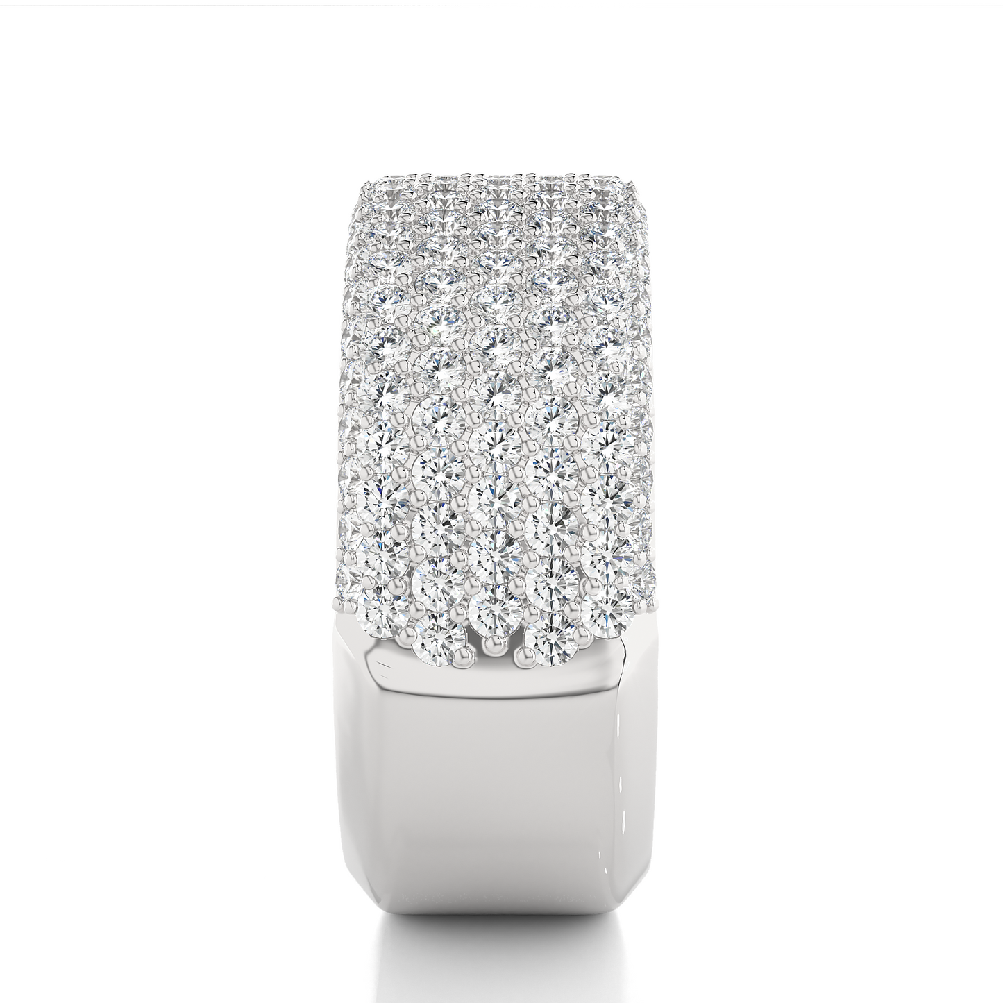 14K Gold Round Cut Diamond 5-Row Pave Gold Eternity Band Ring For Women's