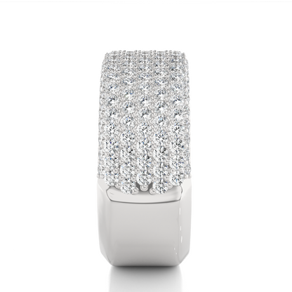 14K Gold Round Cut Diamond 5-Row Pave Gold Eternity Band Ring For Women's