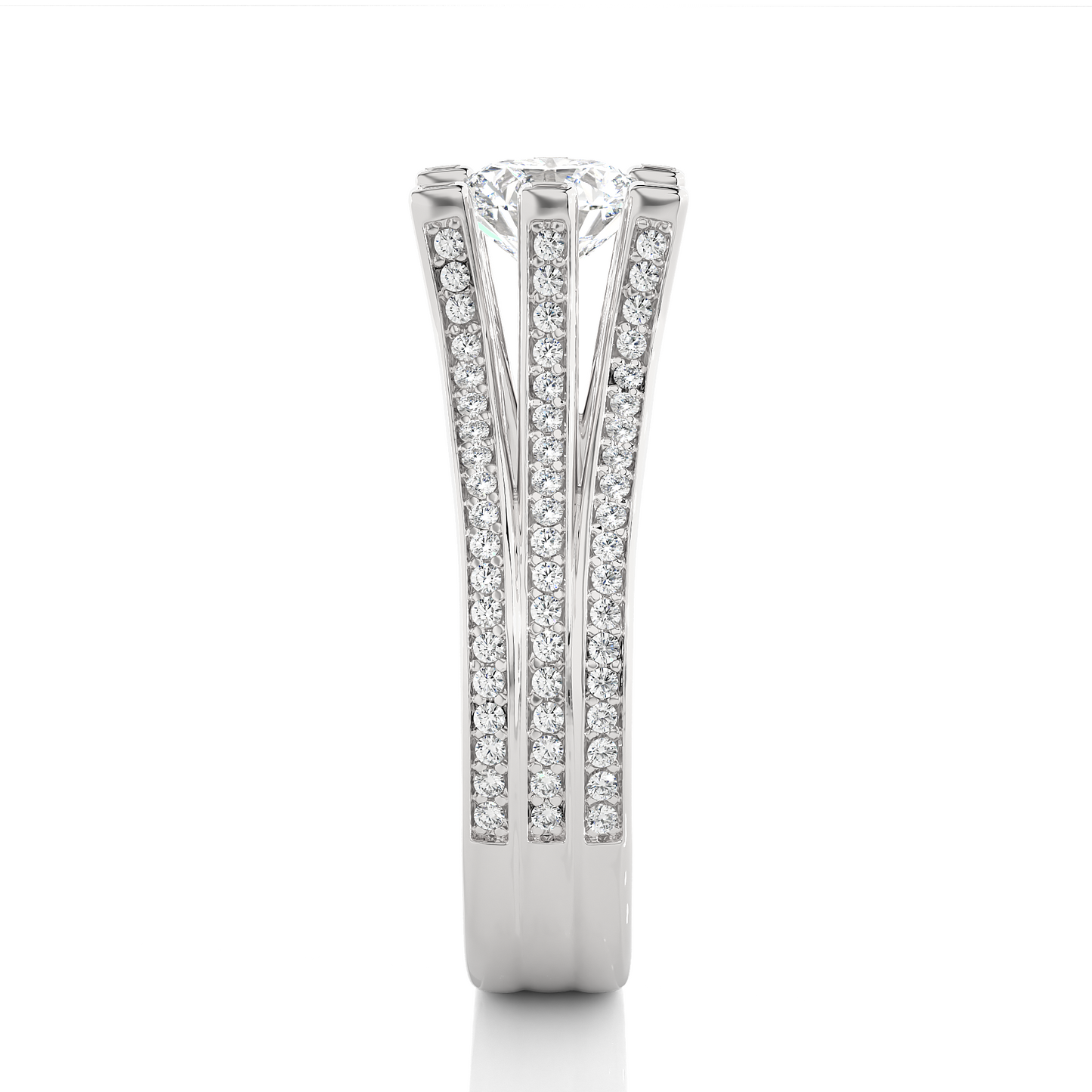 Round Brilliant Cut Lab Grown Diamond Ring, 18K Solid Gold Split Shank Ring In Wedding Special For Bridals