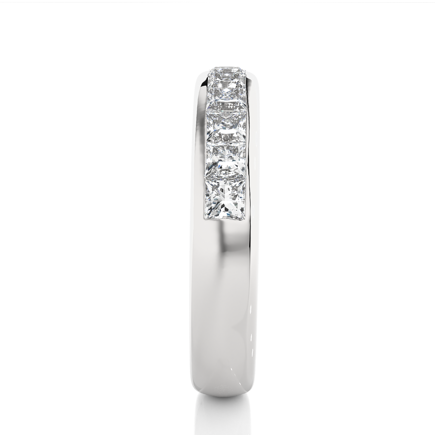 Princess Cut Half Eternity Band In 18K Solid Gold Elegant And Timeless Ring For Her