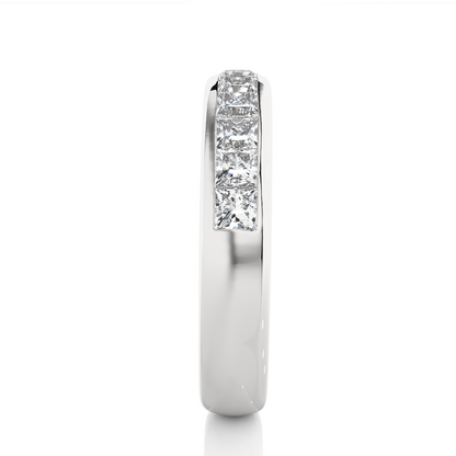 Princess Cut Half Eternity Band In 18K Solid Gold Elegant And Timeless Ring For Her
