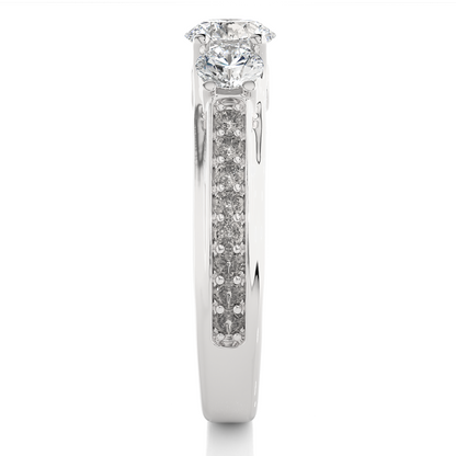 1.70 CT Three Stone And Pave and Side Stones  Wedding Lab Grown Diamond Ring , Accented Best Gift  For Her