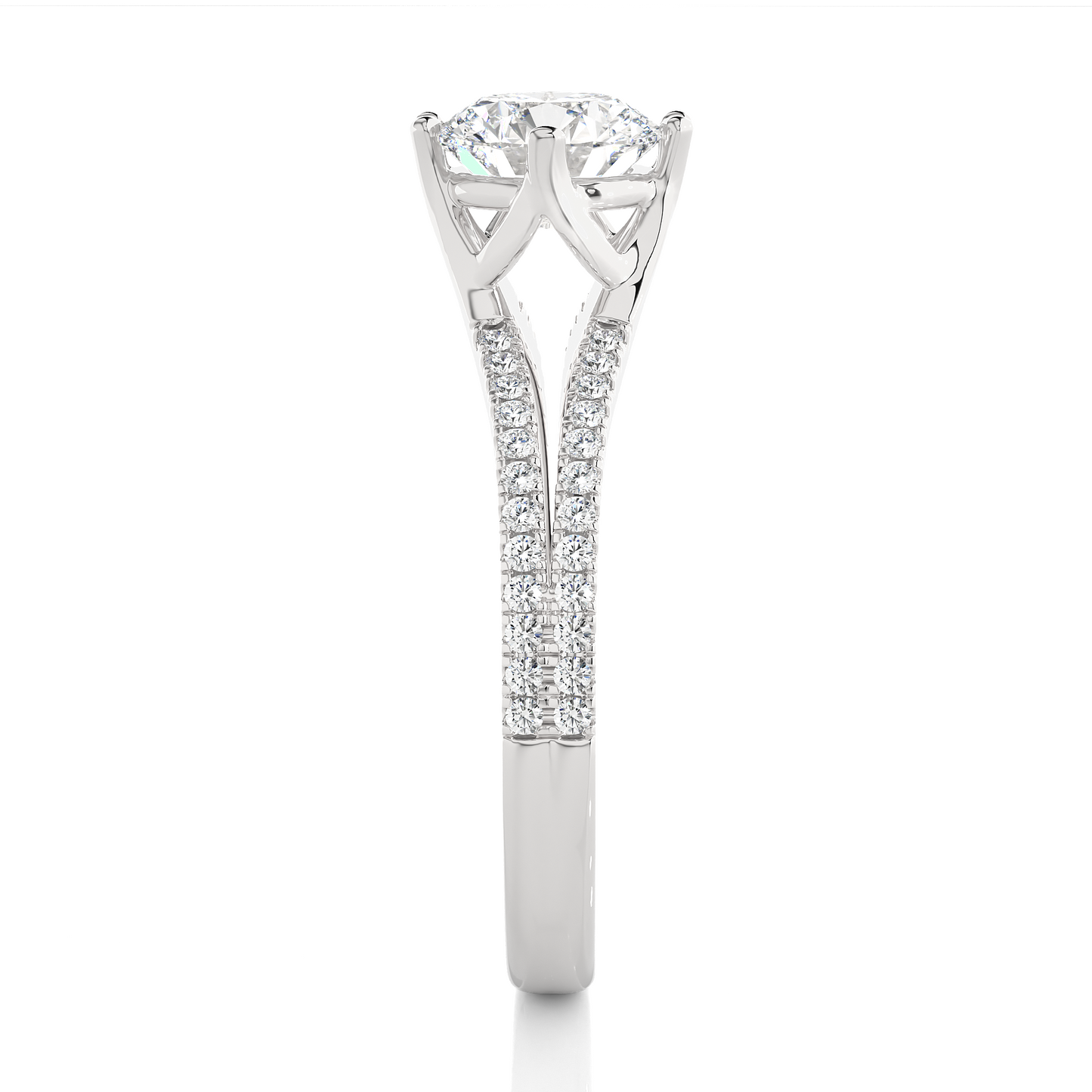 1.05 CT Colorless Round Shaped Lab Grown Diamond Ring, Accented  Engagement Ring For Her