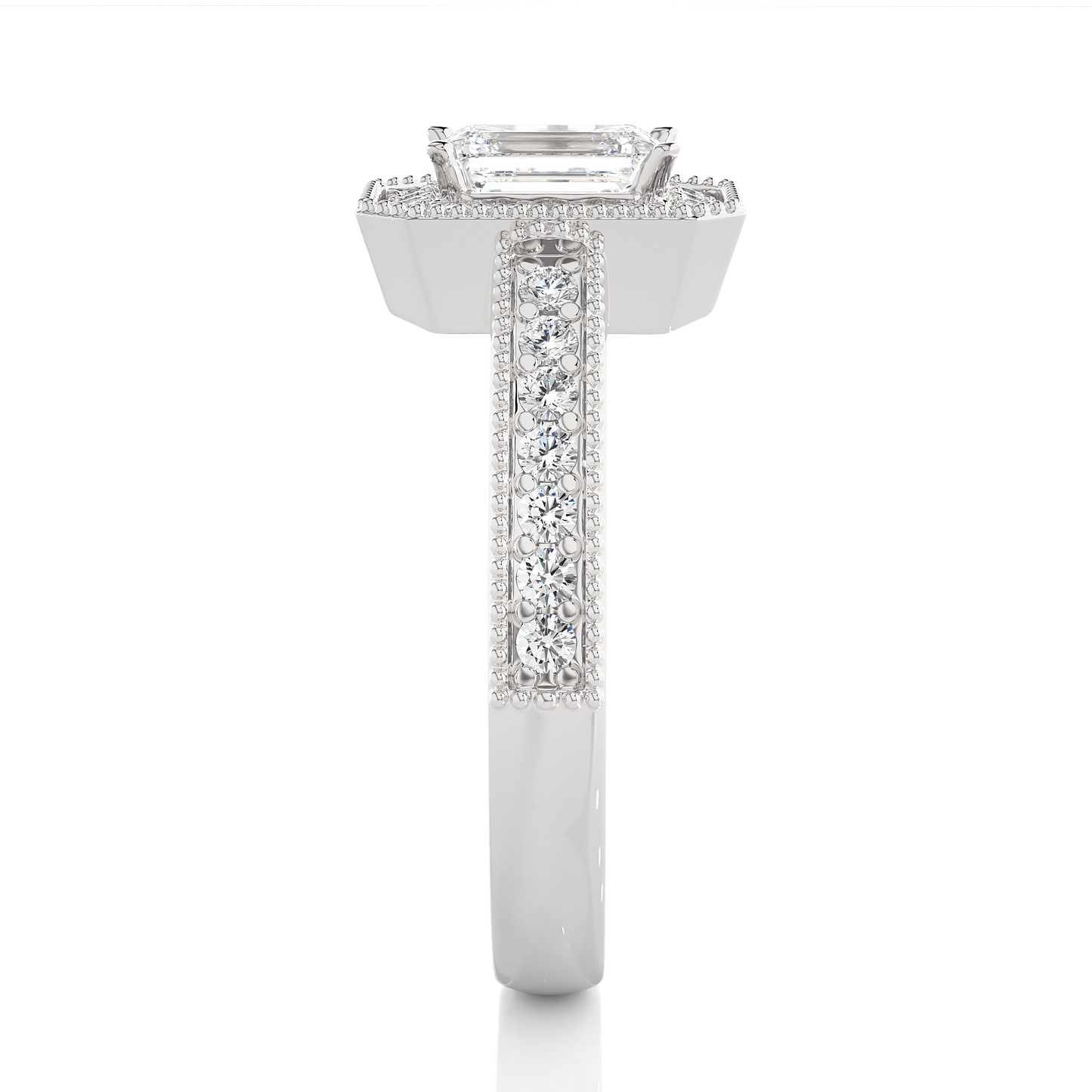 1.06 CT emerald and round cut lab grown diamond wedding ring in a dazzling  new look