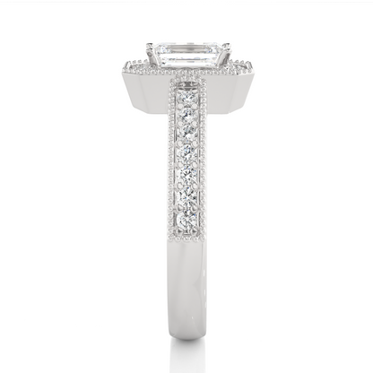 1.06 CT emerald and round cut lab grown diamond wedding ring in a dazzling  new look