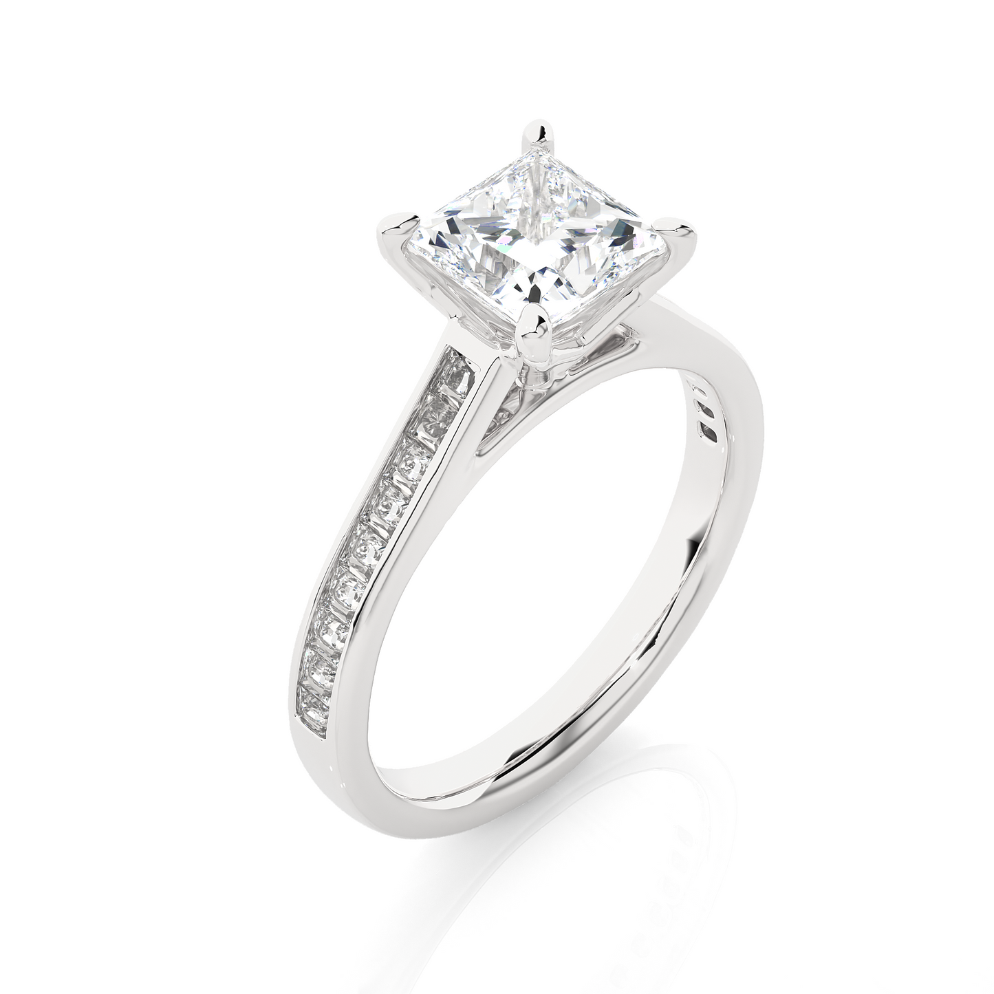 Princess Lab Grown Diamond Side Stone Engagement Ring, 1.95 Carat Accented Ring For Our Special Person