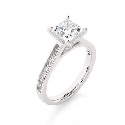 Princess Lab Grown Diamond Side Stone Engagement Ring, 1.95 Carat Accented Ring For Our Special Person