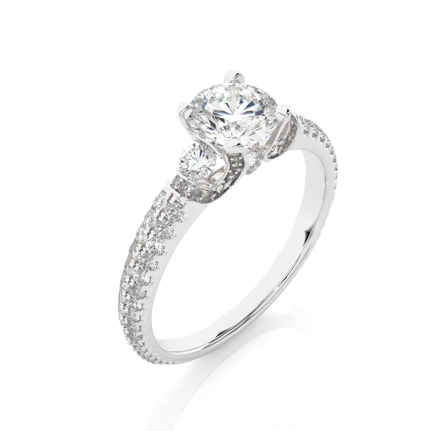 1.44 Carat Round Diamond Lab Grown Diamond Ring with Three Stones Diamond  Ring To Her birthday