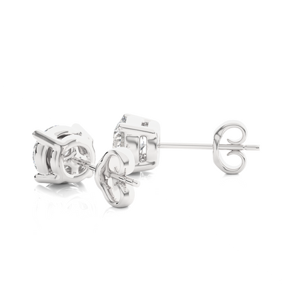 14k Yellow Gold Round Shaped Brilliant Cut Diamond Stud Earrings Iconic Solitaire Design