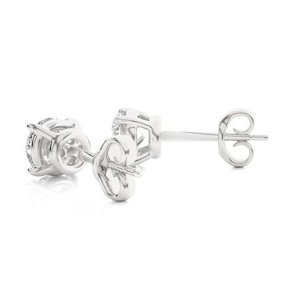 14K White Gold Round Shaped Solitaire Stud Earrings Daily Wearing Gift For Her