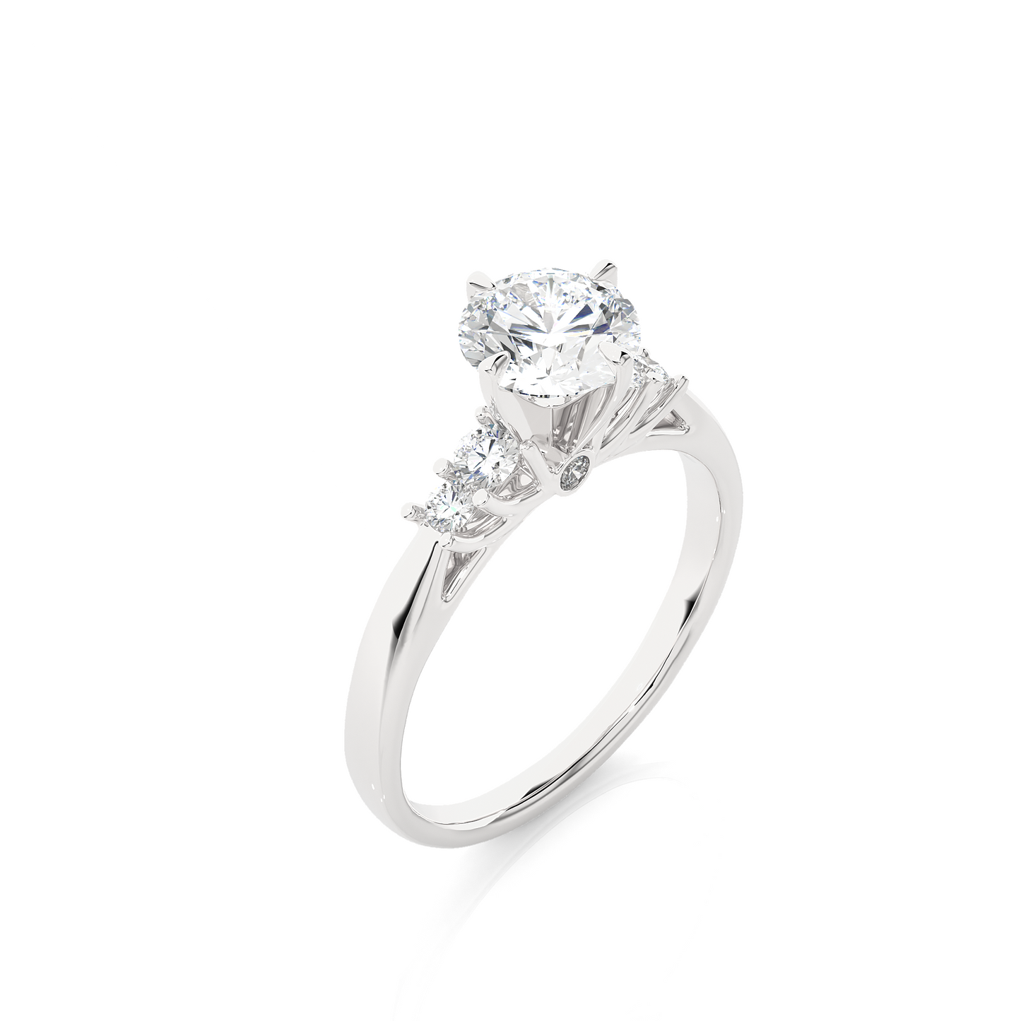 6 Stone Round Cut Lab grown Diamond 18k Solid Gold  Engagement Ring ,Perfect for Your