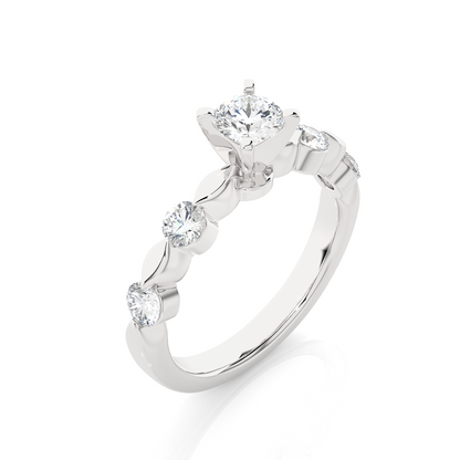 14k Solid Rose Gold 5 Round Cut Lab Grown Diamond Ring For Wedding Luxury Jewelry For Her