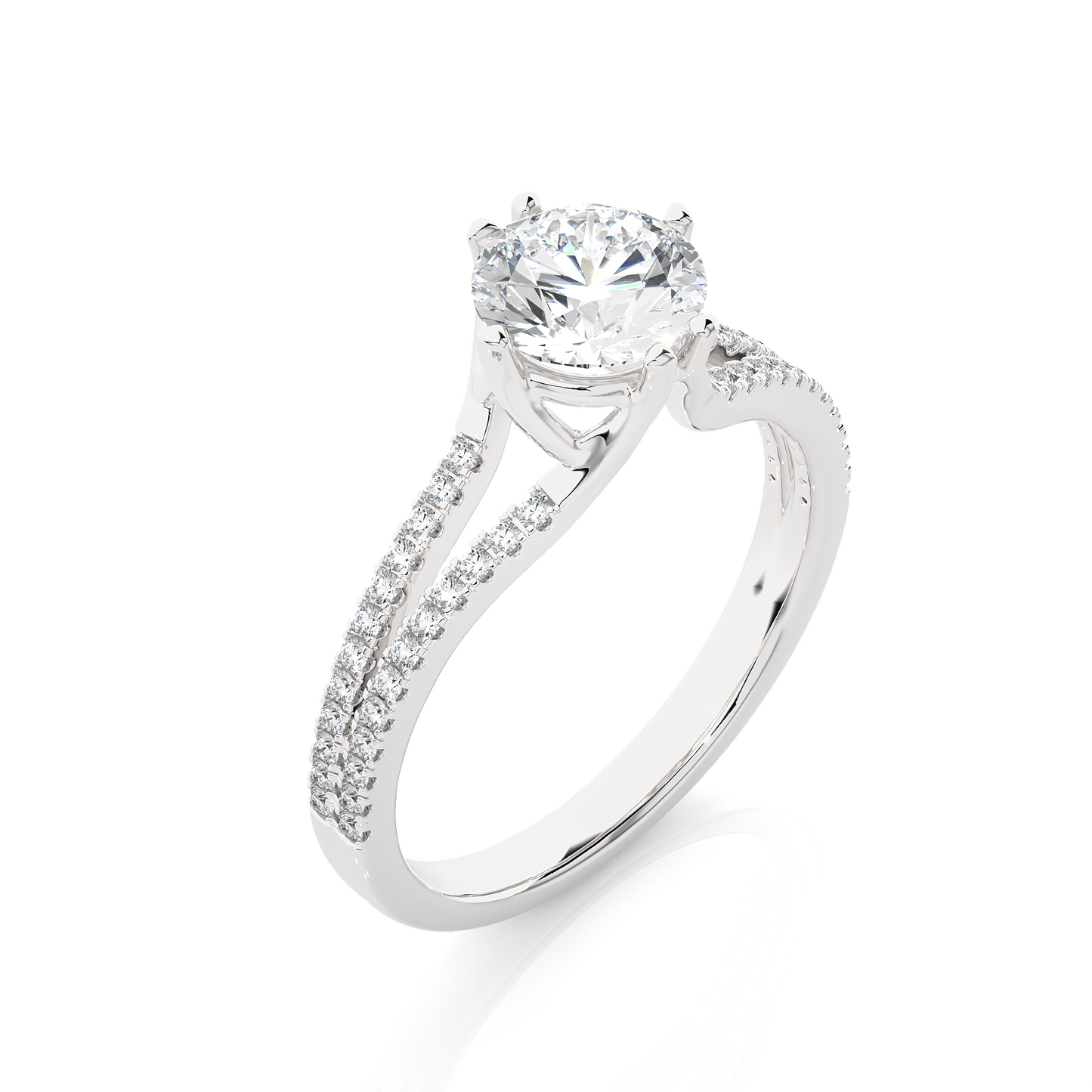 1.05 CT Colorless Round Shaped Lab Grown Diamond Ring, Accented  Engagement Ring For Her