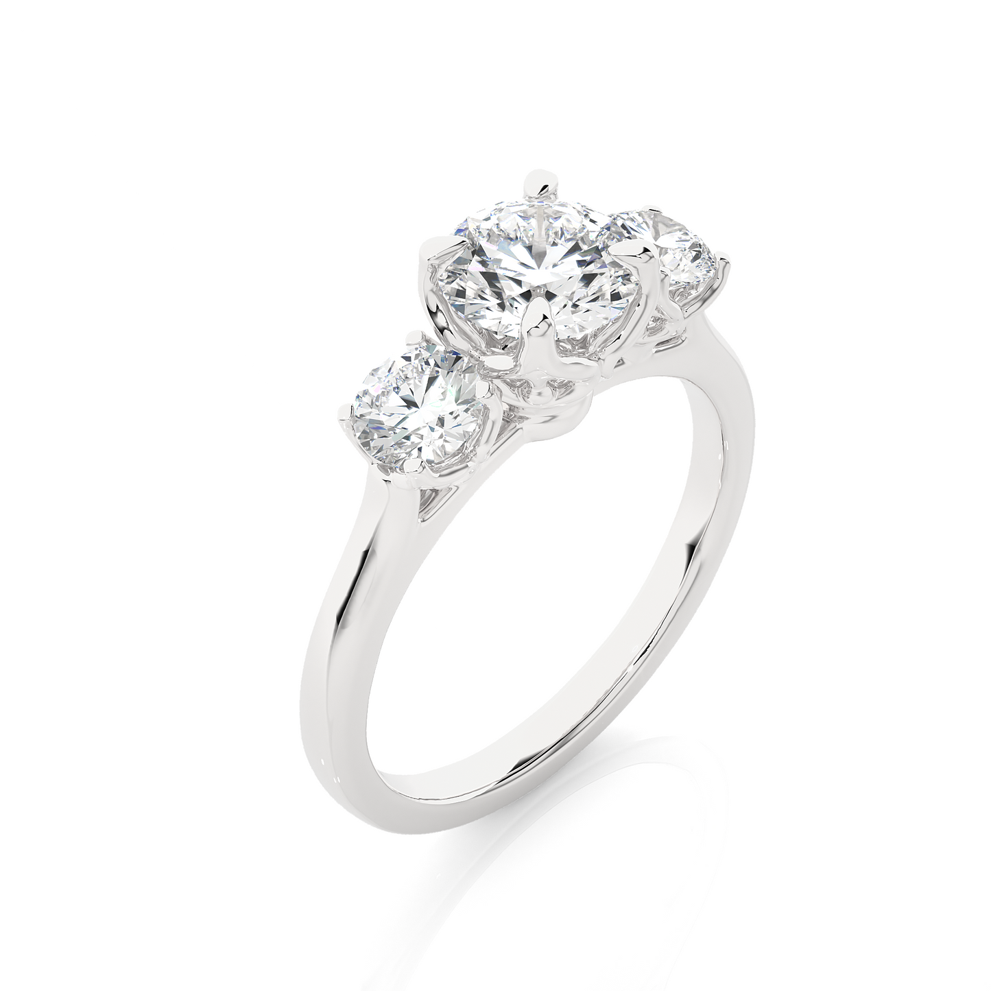 Eco Friendly Round Lab Diamond  Five Stone Ring 14K Solid Yellow Gold Ready To Ship