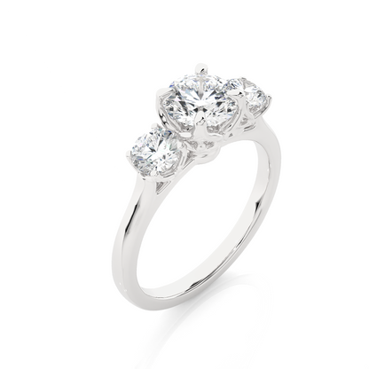 Eco Friendly Round Lab Diamond  Five Stone Ring 14K Solid Yellow Gold Ready To Ship