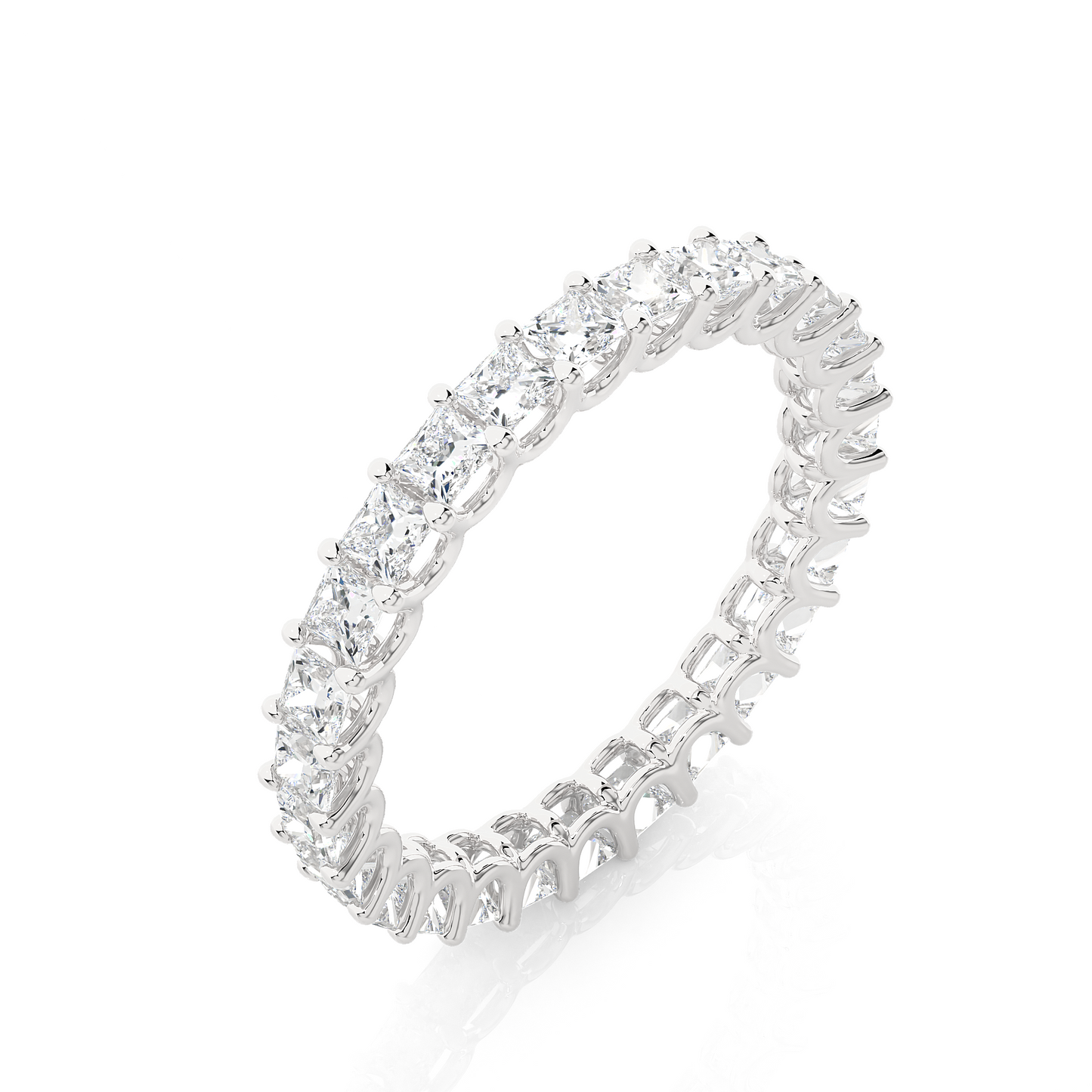 1.93 Ct Princess Cut Lab Grown Diamond 14k Solid Rose Gold Anniversary Full Eternity Band Ring For Her