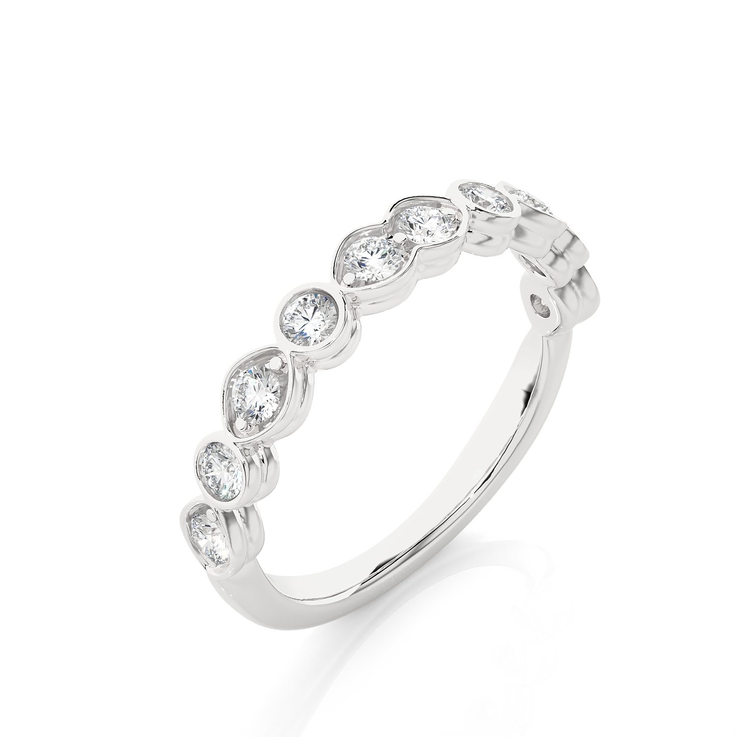 Dainty 10KT Solid Gold Bezel Set Round Shape Diamond Eternity Band Perfect for Daily Wear
