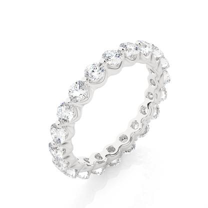 2.03 CT Channel Set Round Cut Lab Grown & Natural Diamond  Colorless Engagement Ring, With 14K Solid White Gold