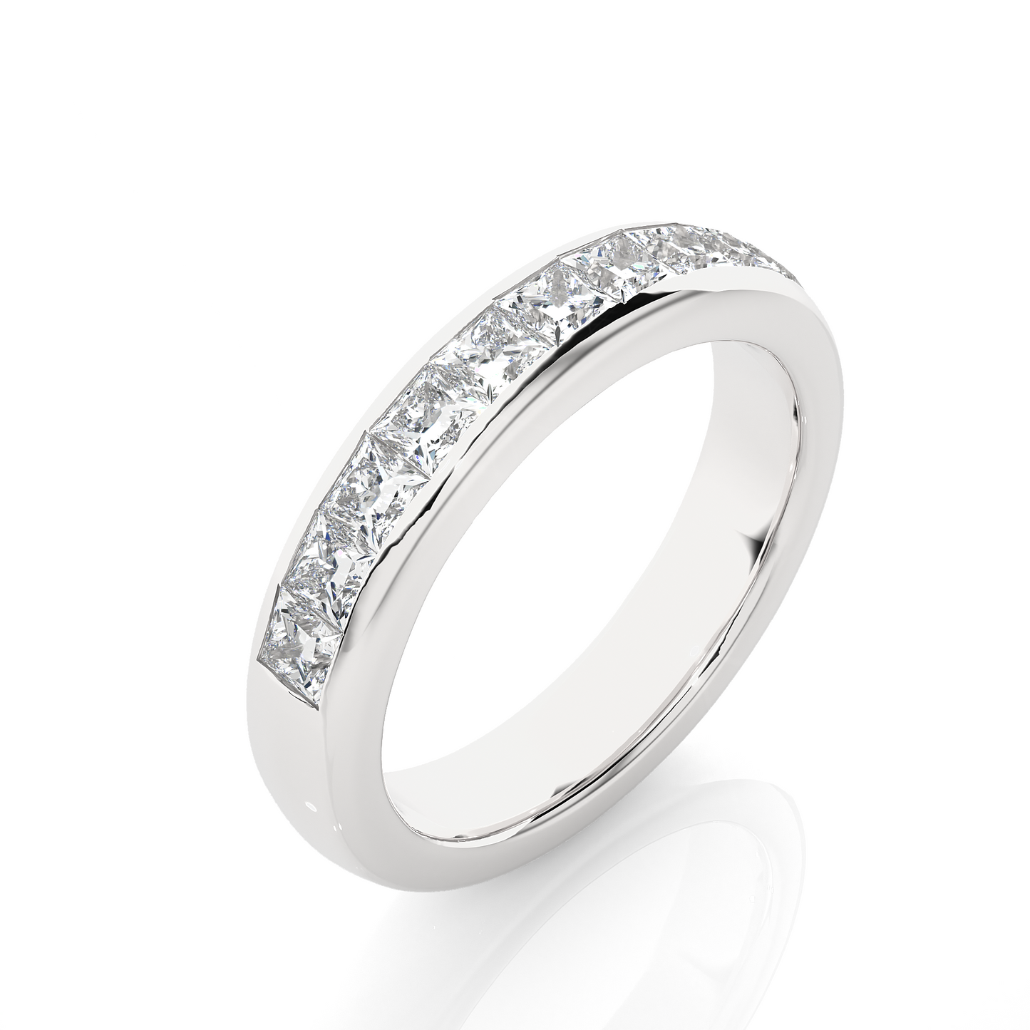 0.55 CT Princess Cut Diamond Eternity Band Ring in 18KT Solid Gold Wedding Jewelry