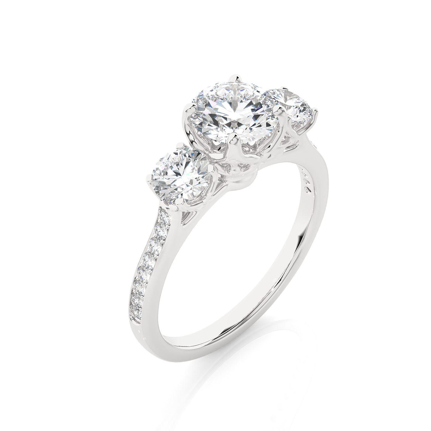 1.80 Ct Round Three Stone Wedding Lab Grown Diamond  Ring for engagement