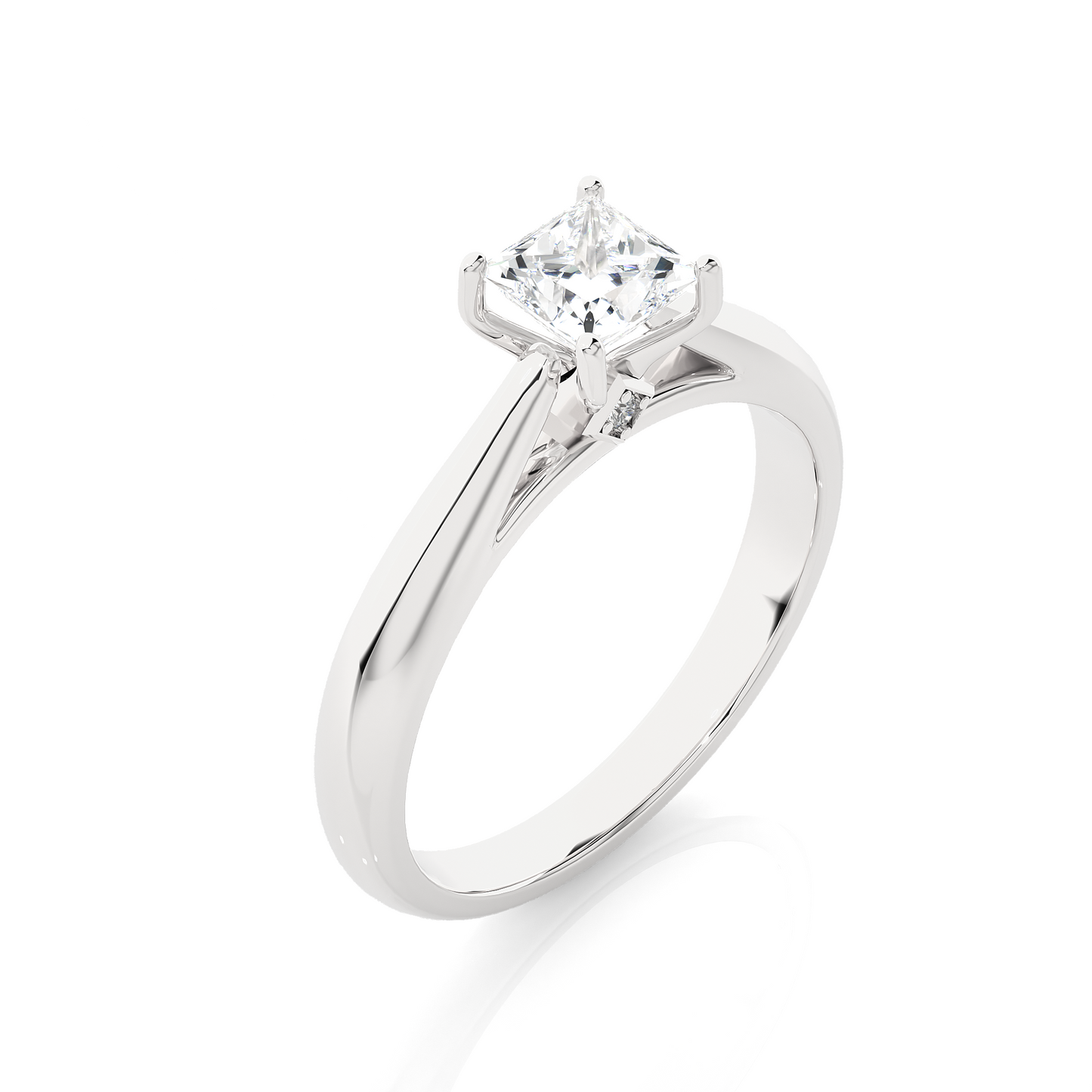 Princess Cut Lab Diamond Prong Set Solitaire Ring