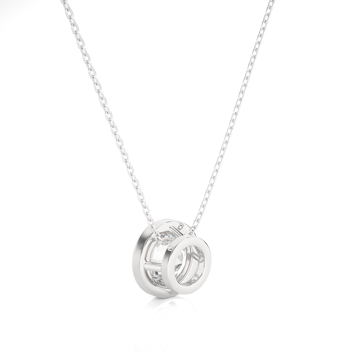 1.08 CT Labgrown Diamond Solitaire Pendant Round Bezel-Set Necklace for Women's